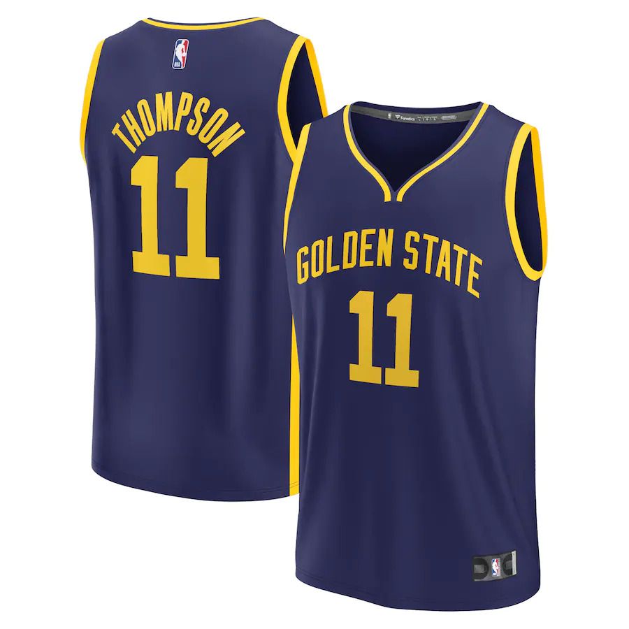 Men Golden State Warriors #11 Klay Thompson Fanatics Branded Navy Statement Edition 2022-23 Fast Break Replica Player NBA Jersey